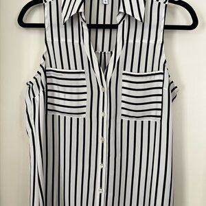 Express Black and White Striped Button Down Shirt